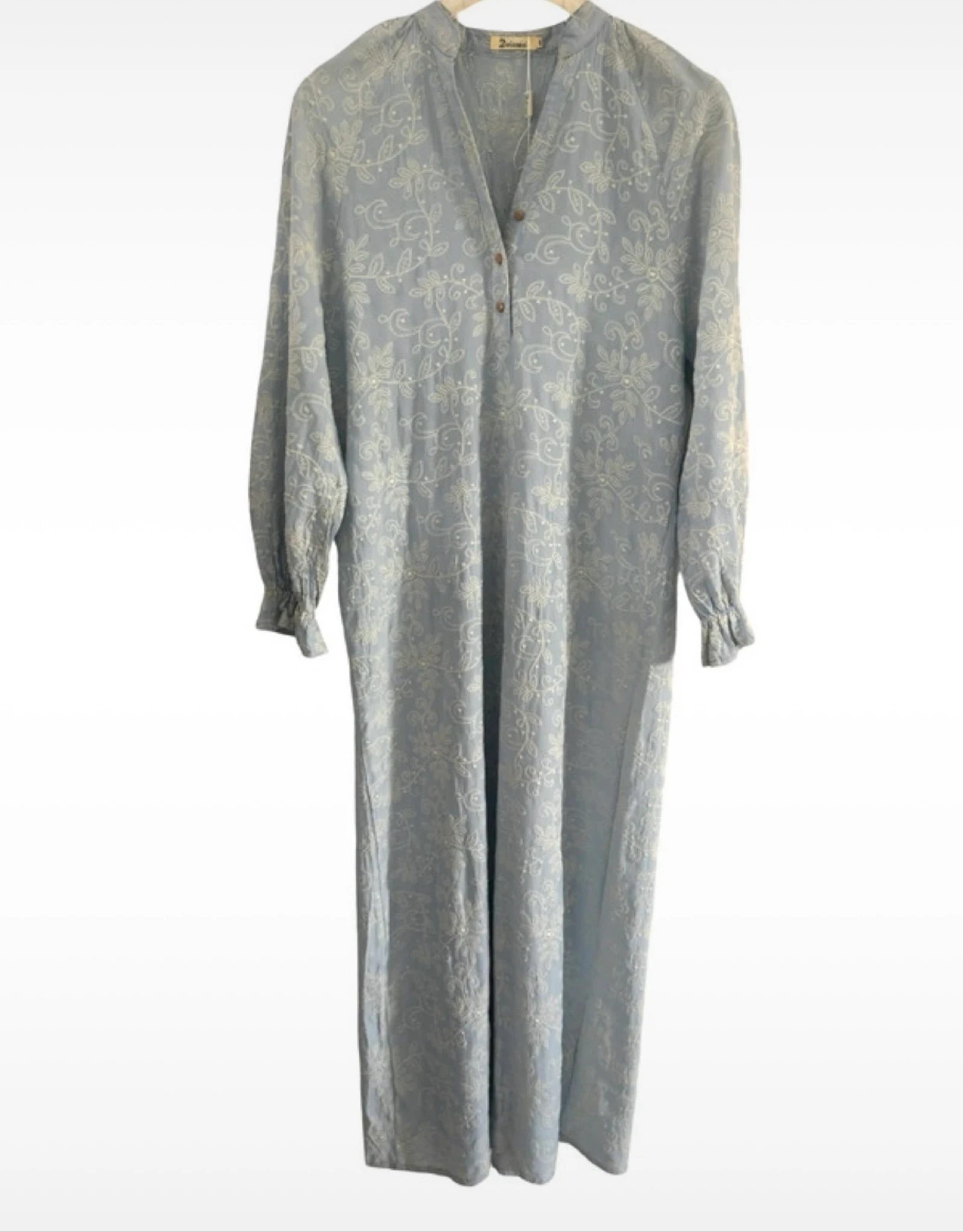 Dolssaci maxi dress S light blue embroidered tencel cotton new – photo 3